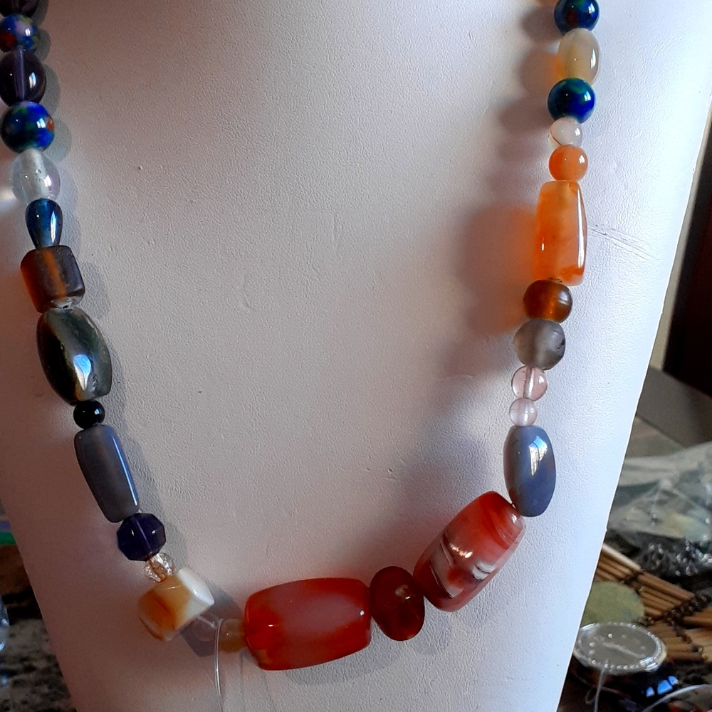 Antique Vintage semi precious stones necklace